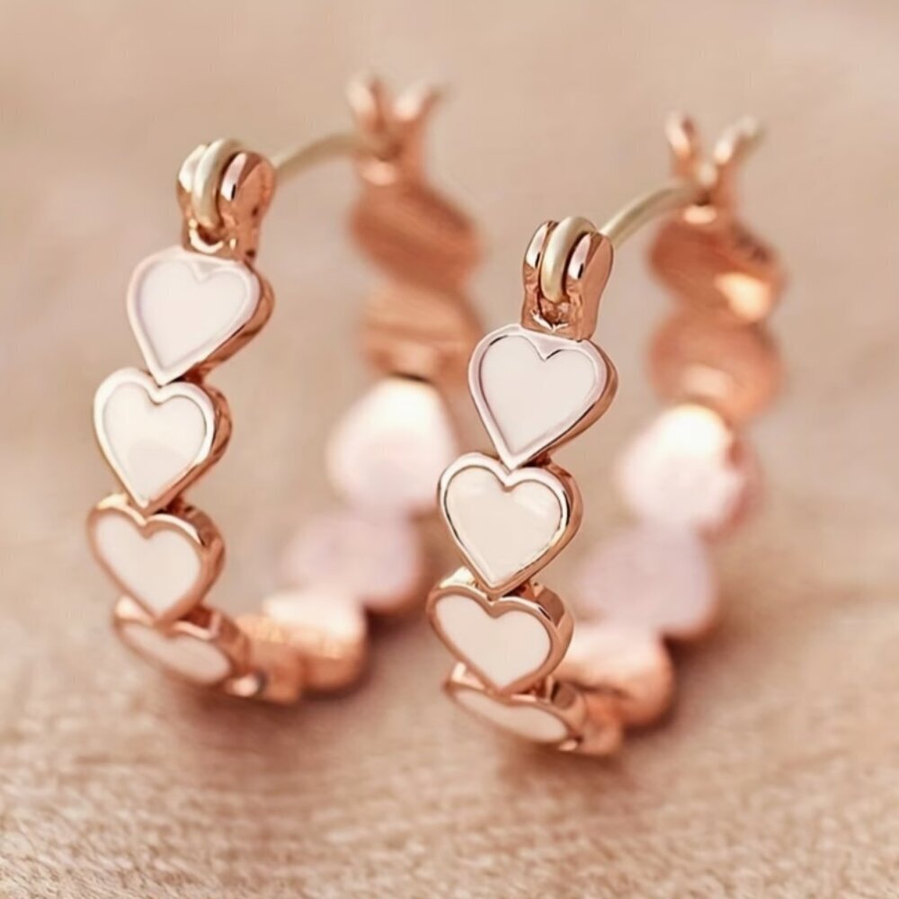 NEW - Pink heart shaped hoop earrings, heart jewelry, BOHO earrings,